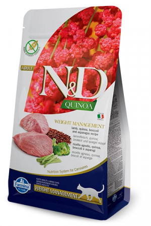 FARMINA N&D CAT GF QUINOA LAMB WEIGHT sausā barība kaķiem Jērs, brokoļi 1.5kg